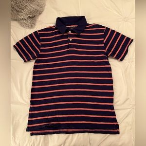 Short sleeve striped polo salmon & navy boys size 14 EUC